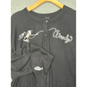 Disney Pixar Toy Story Woody Embroidered Button Front Cardigan Size 3 Black